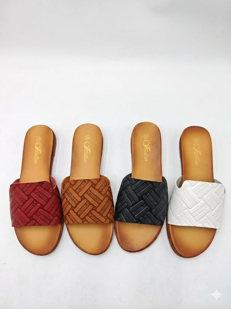 MICHAEL WOVEN STRAP FLAT SLIDES